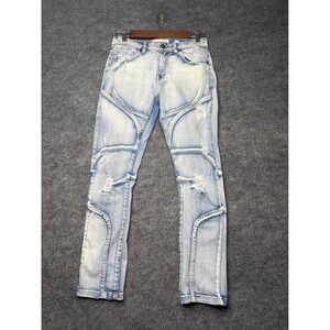 Evolution In Design Boys Light Wash Moto Paneled Distressed Jeans Size 16